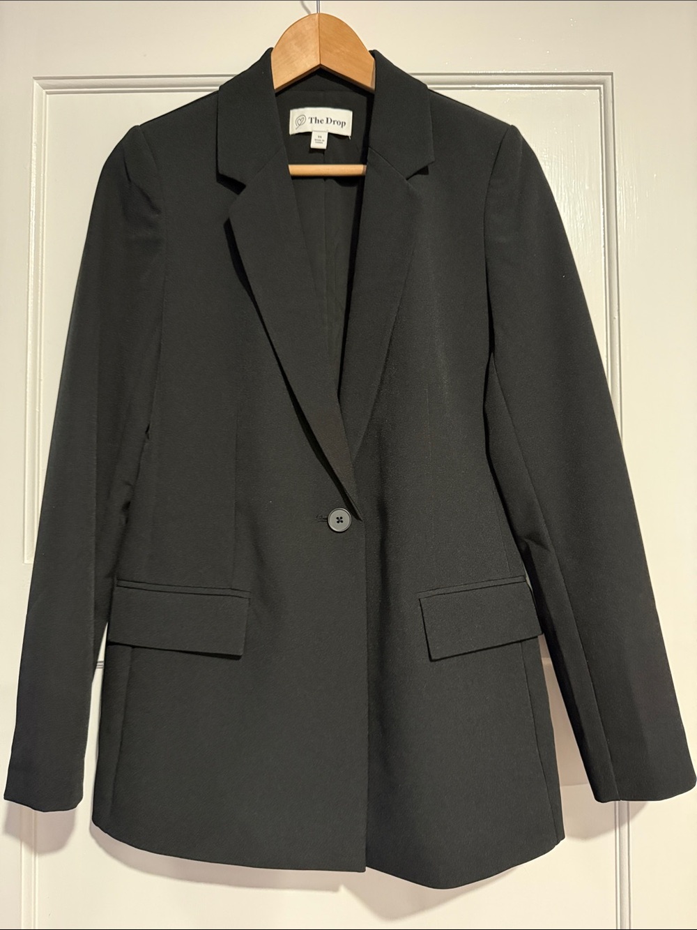 The Drop Women's Black Single-Button Tailored Blazer